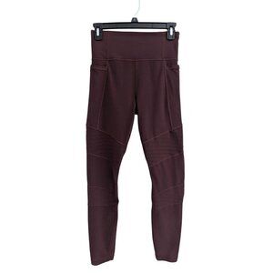 Athleta Burgundy Moto Athletic Workout Leggings Size S
